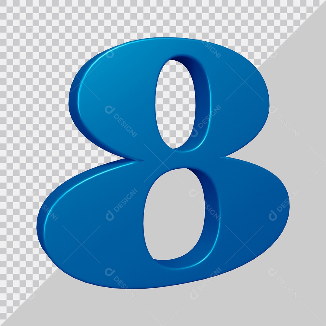 Elemento 3D Para Composição Número 8 Azul PSD
