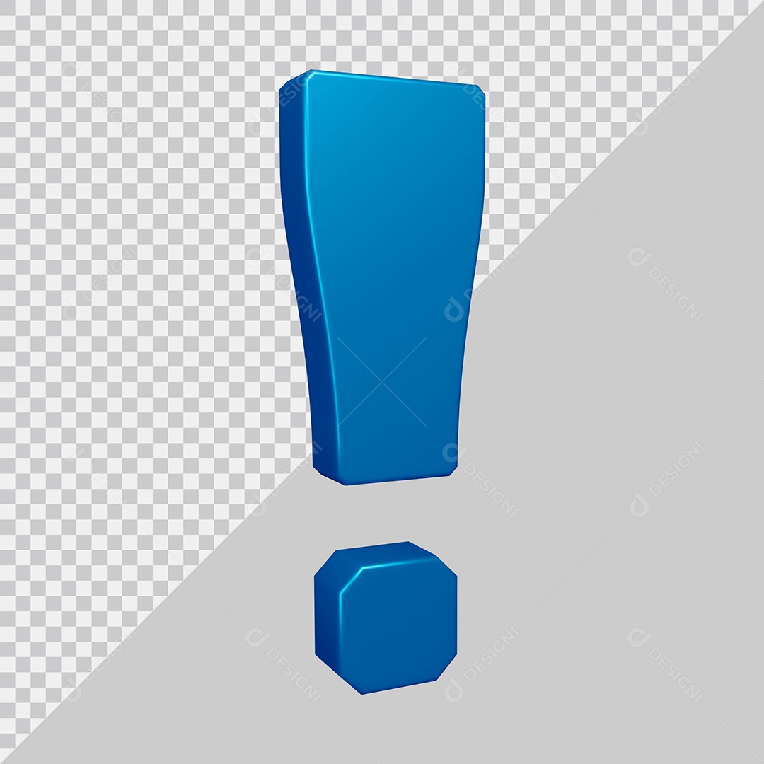 Elemento 3D Para Composição Símbolo de Ponto de Exclamação Azul PSD