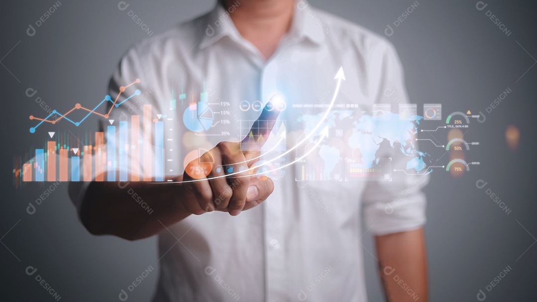 Análise de dados para o conceito de negócios e finanças. Interface gráfica