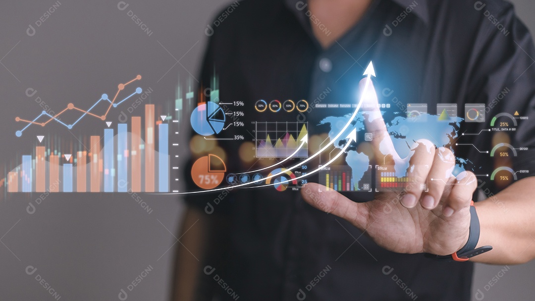 Análise de dados para o conceito de negócios e finanças. Interface gráfica