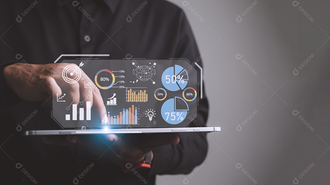 Análise de dados para o conceito de negócios e finanças. Interface gráfica