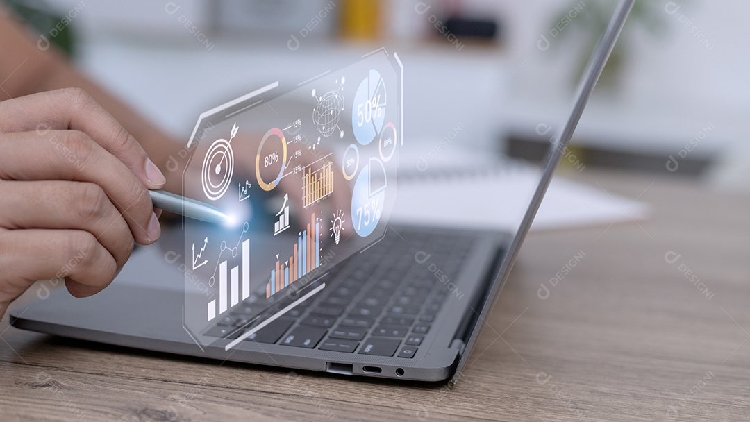 Análise de dados para o conceito de negócios e finanças. Interface gráfica