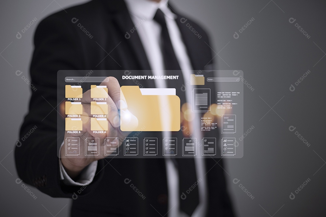 Conceito de gerenciamento de documentos. Ícones de tela virtual Gerenciamento de documentos