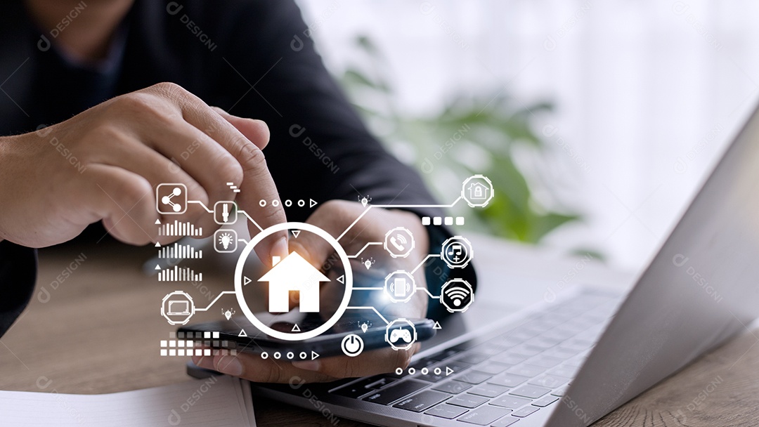 Controle de casa inteligente com Smartphone, Estilo de vida da pessoa no moderno