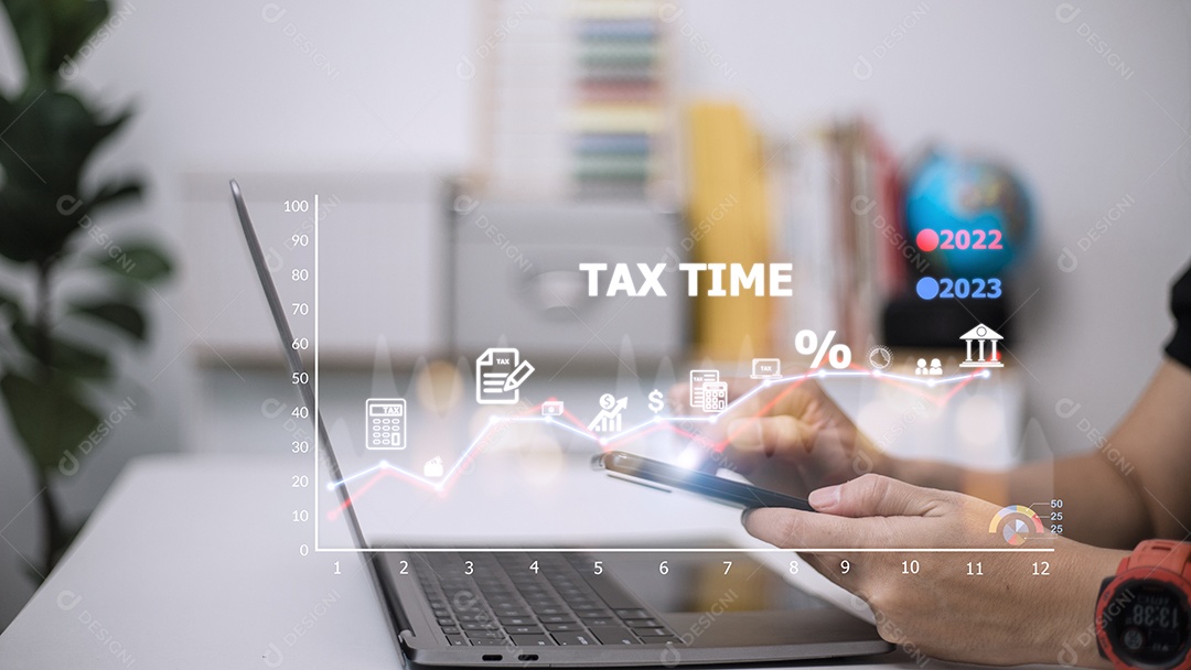 Conceito de finanças de negócios de otimização de pagamento de impostos