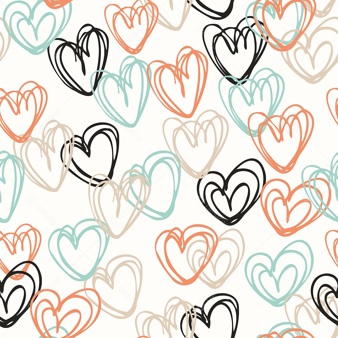 Conjunto de corações fundo branco