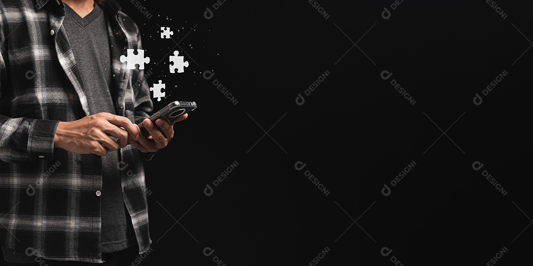 Negócios Encontre novas soluções, sucesso e estratégia conectando a montagem do quebra-cabeça