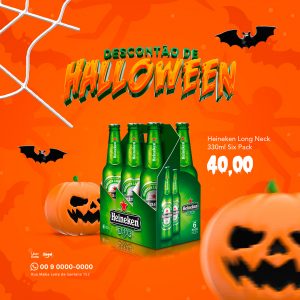 Descontão de Halloween Heineken Long Neck Social Media PSD Editável