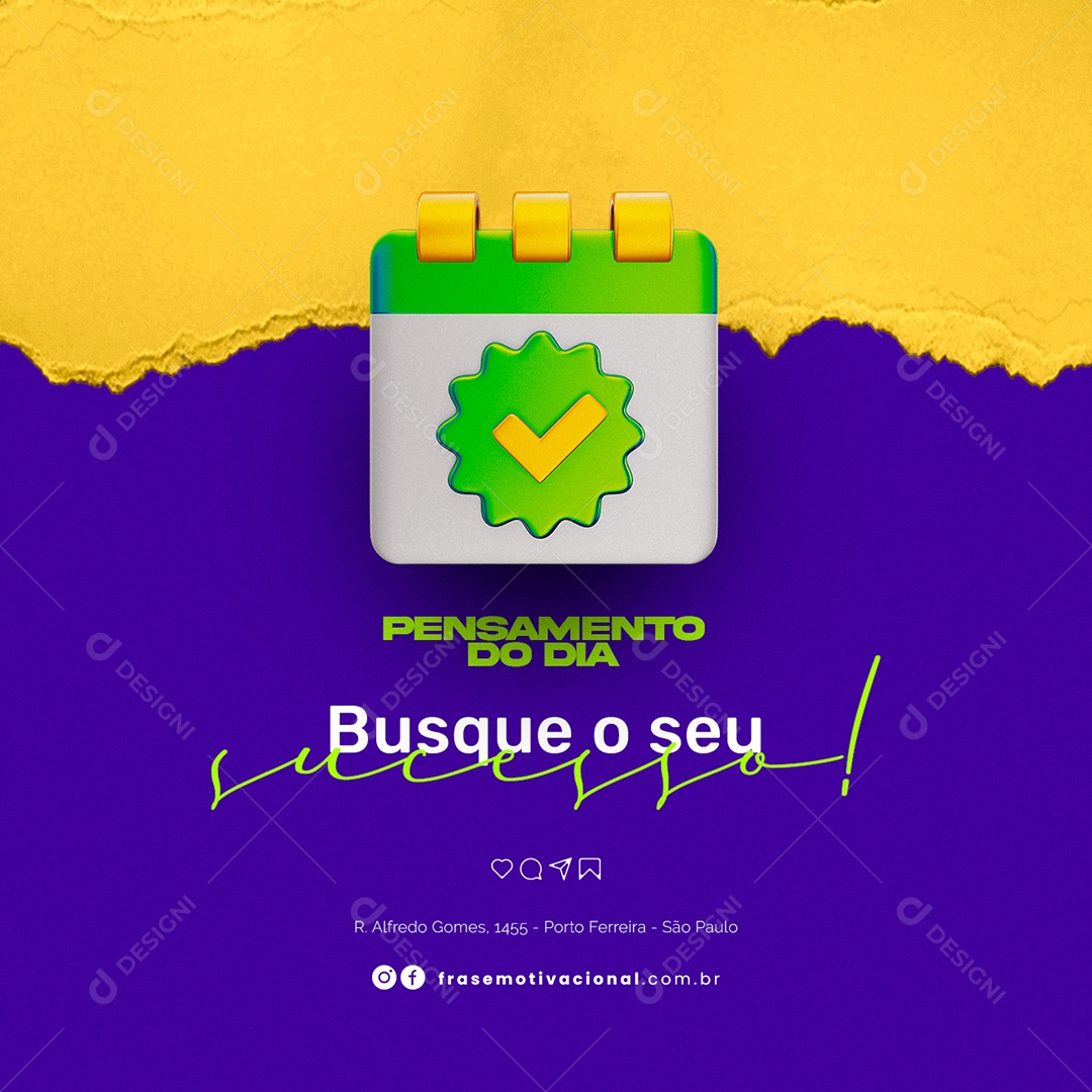 Busque o Seu Sucesso Frase Motivacional Social Media PSD Editável