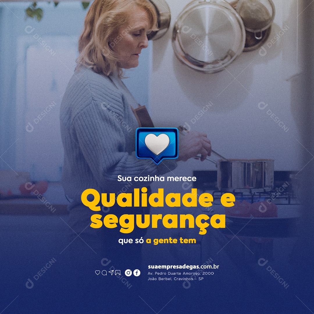 Qualidade e Segurança Que só a Gente Tem Gás de Cozinha Social Media PSD Editável