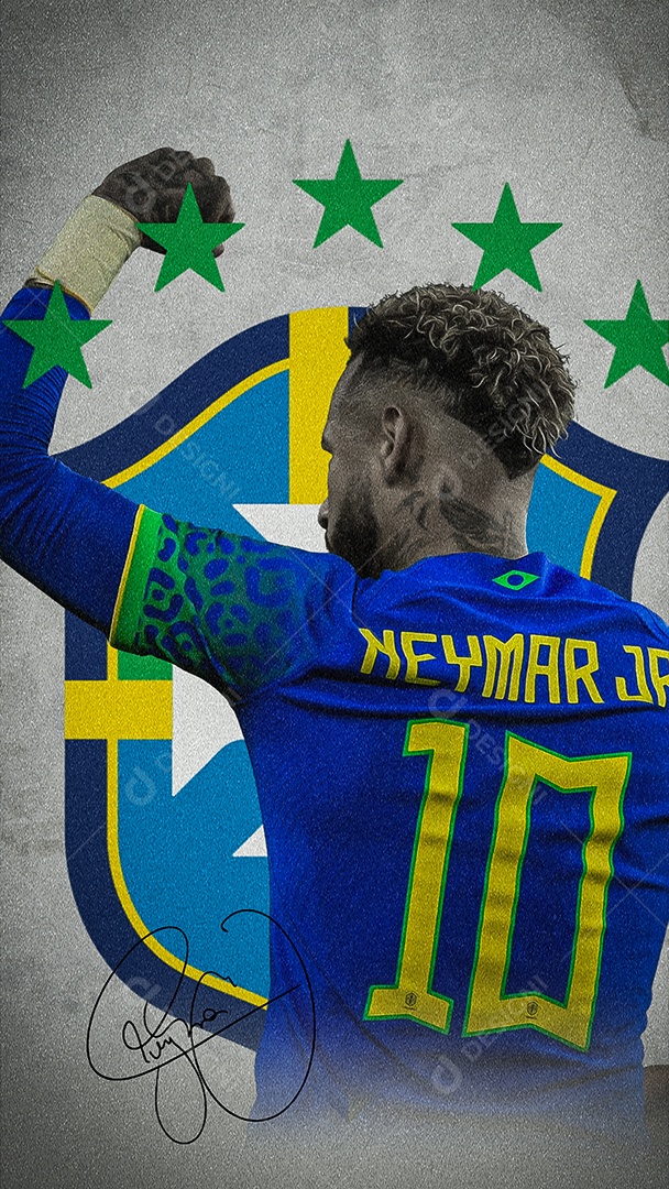 Social Media Story Jogador de Futebol Neymar Seleção Brasileira 2022 PSD Editável