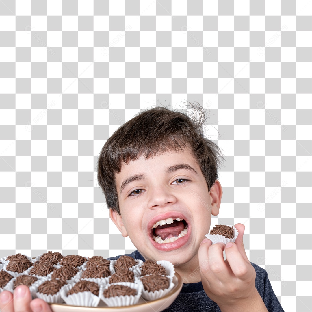 Happy Boy With Plate Full Of Brigadeiros Transparent PNG