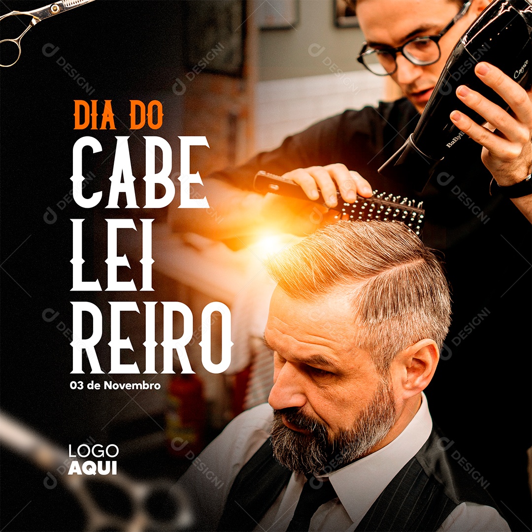 Dia do Cabelereiro 3 de Novembro Data Comemorativa Social Media PSD Editável