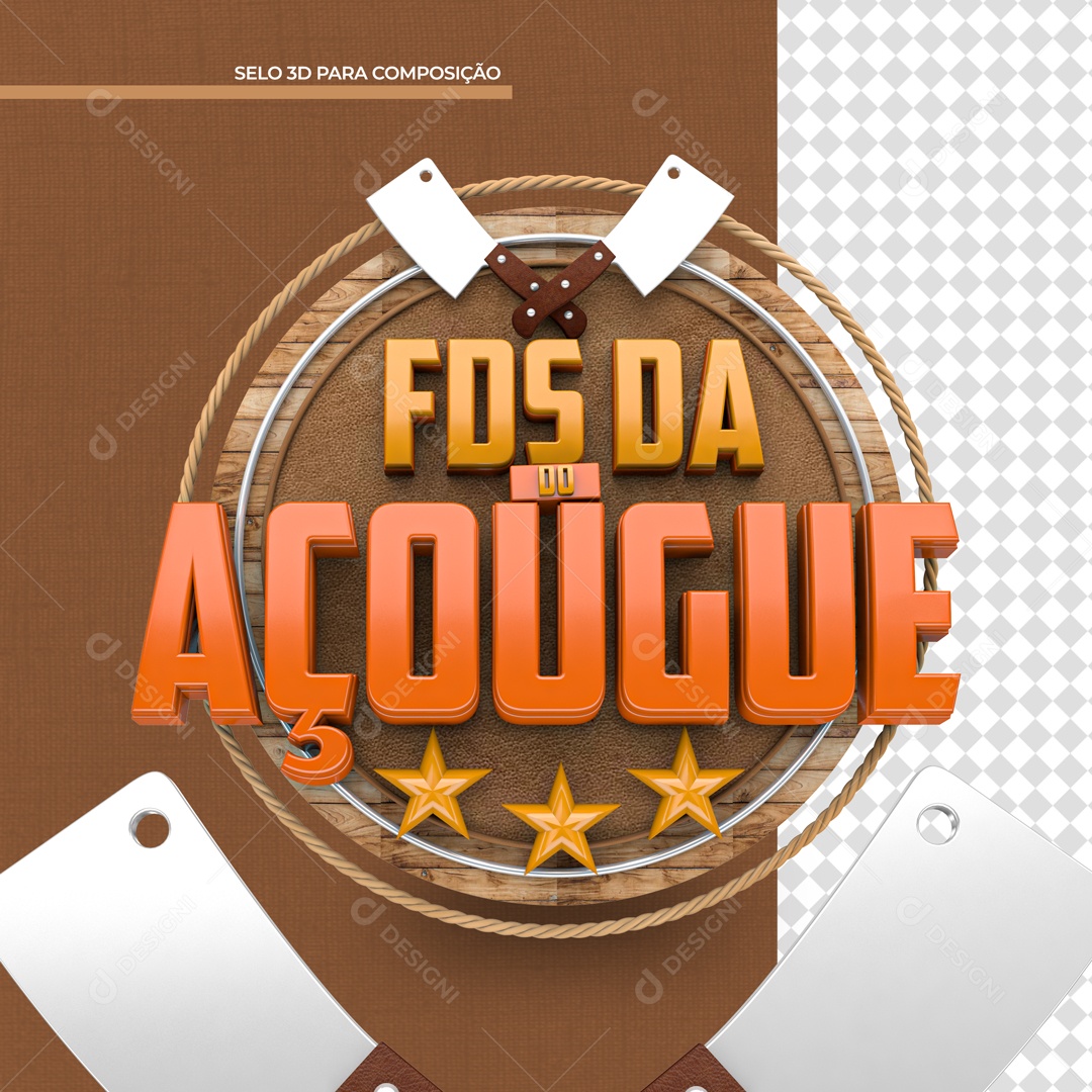 Selo 3D Para Composição Fds Da Açougue Carne PSD