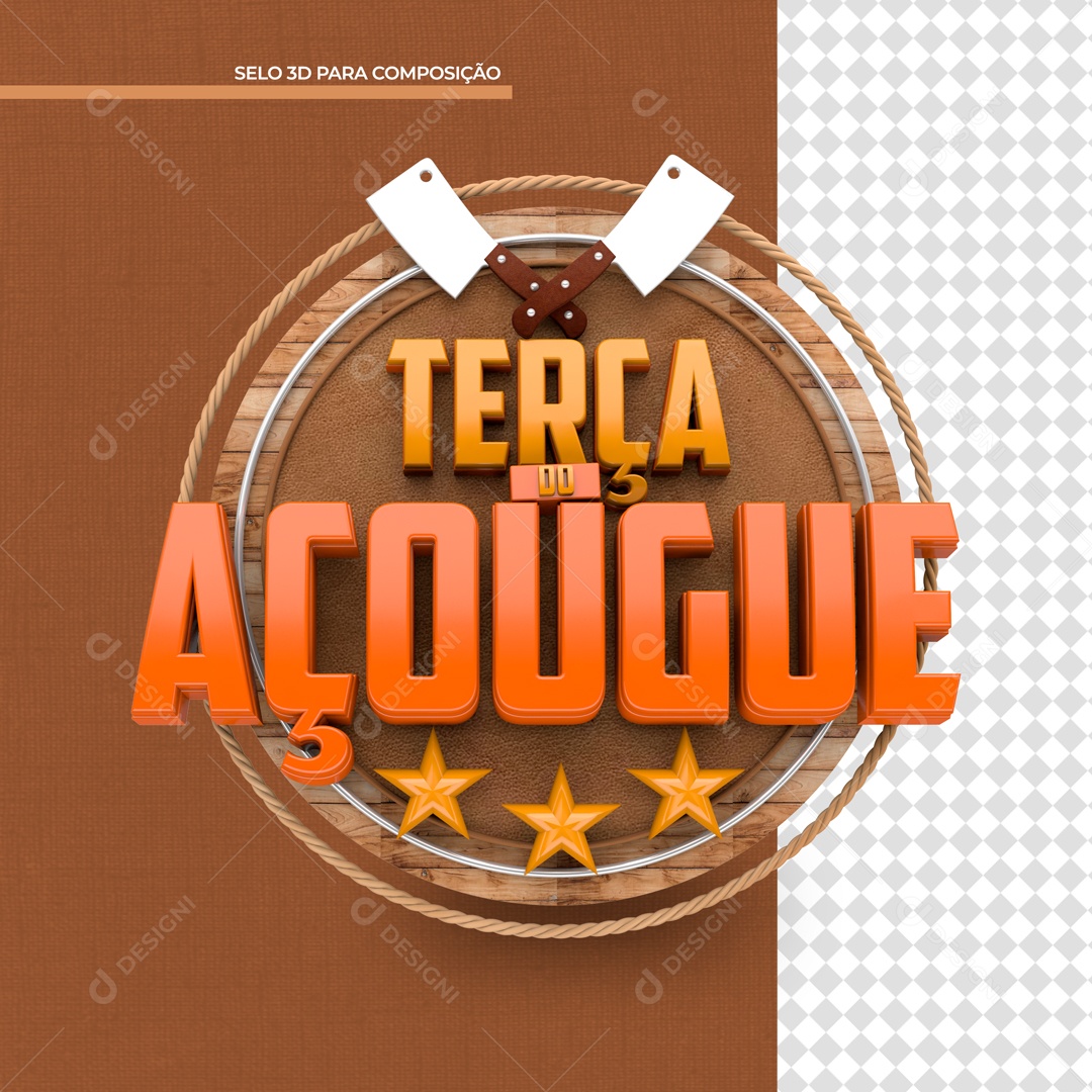 Selo 3D Para Composição Terça Do Açougue Carne PSD