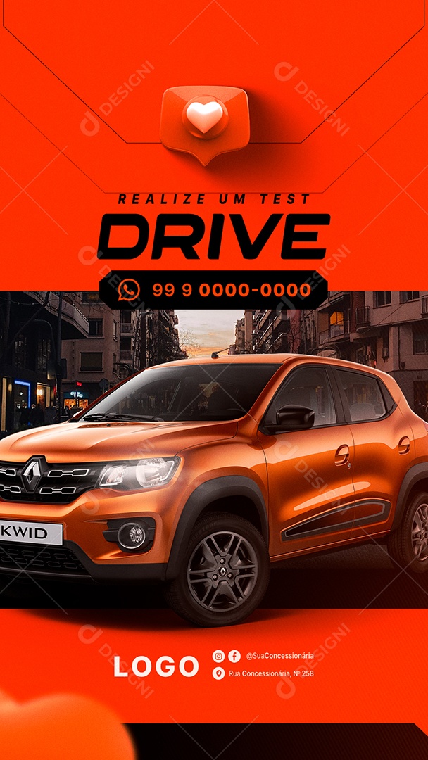 Story Realize Um Test Drive Concessionária Social Media PSD Editável
