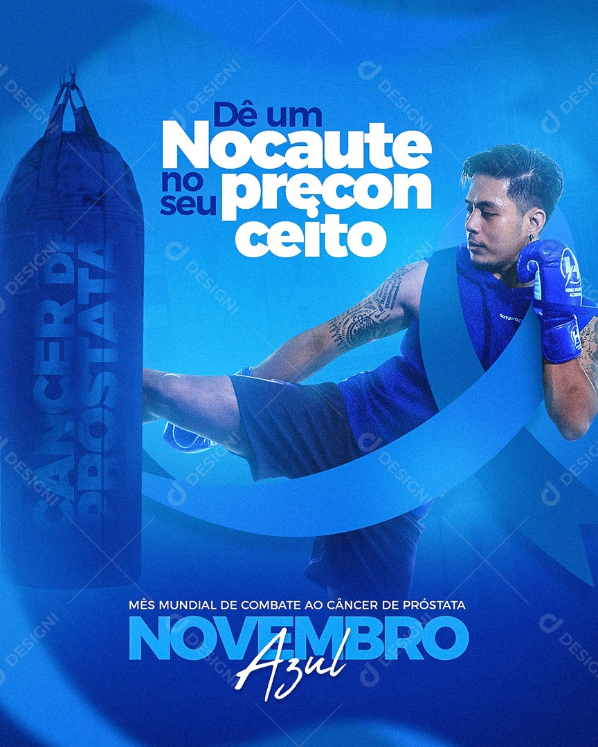 Novembro Azul Mês de Prevenção ao Câncer de Próstata Social Media PSD Editável