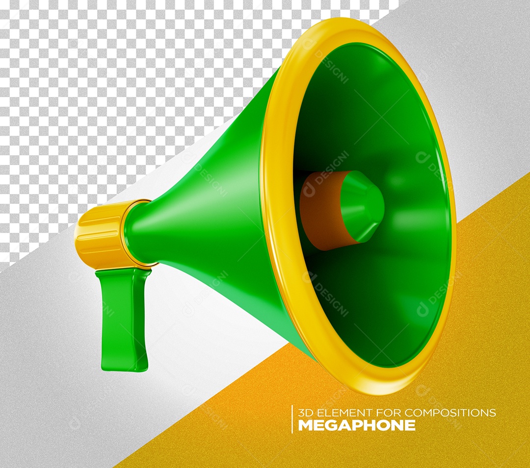 Elemento 3D Para Composição Mega Fone Verde PSD