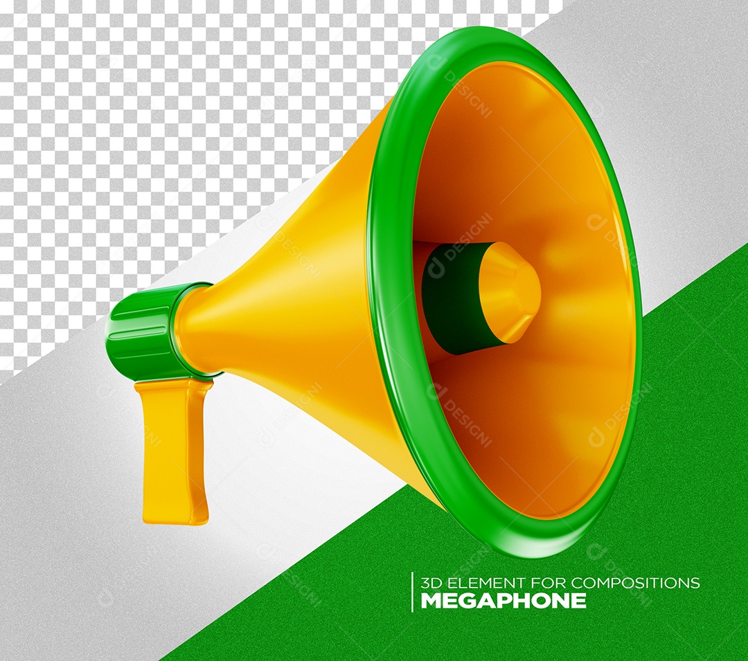 3D Element For Composition Mega Fone Green PSD