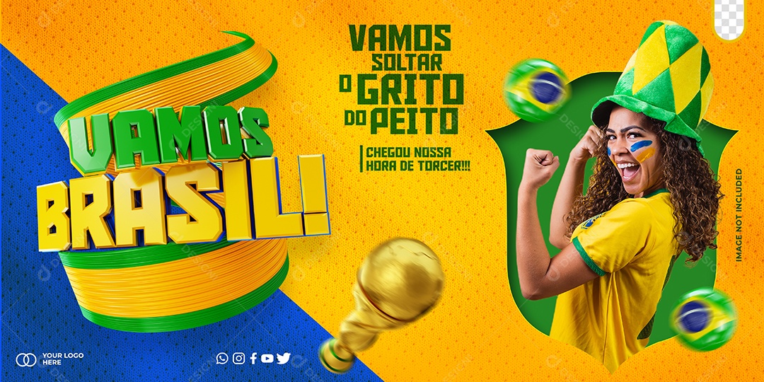 Comunicado Chegou a Nossa Hora de Torcer Social Media PSD Editável