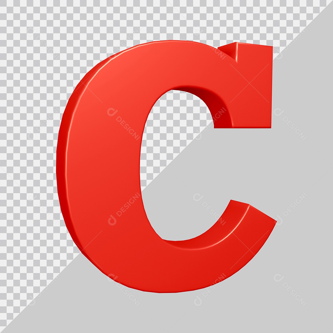Elemento 3D Para Composição Letra C Vermelha PSD