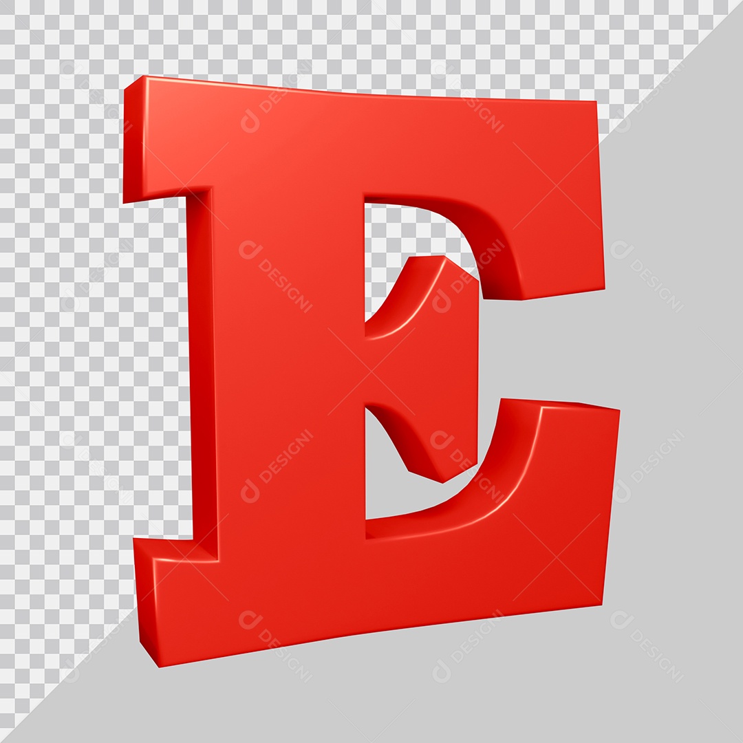 Elemento 3D Para Composição Letra E Vermelha PSD