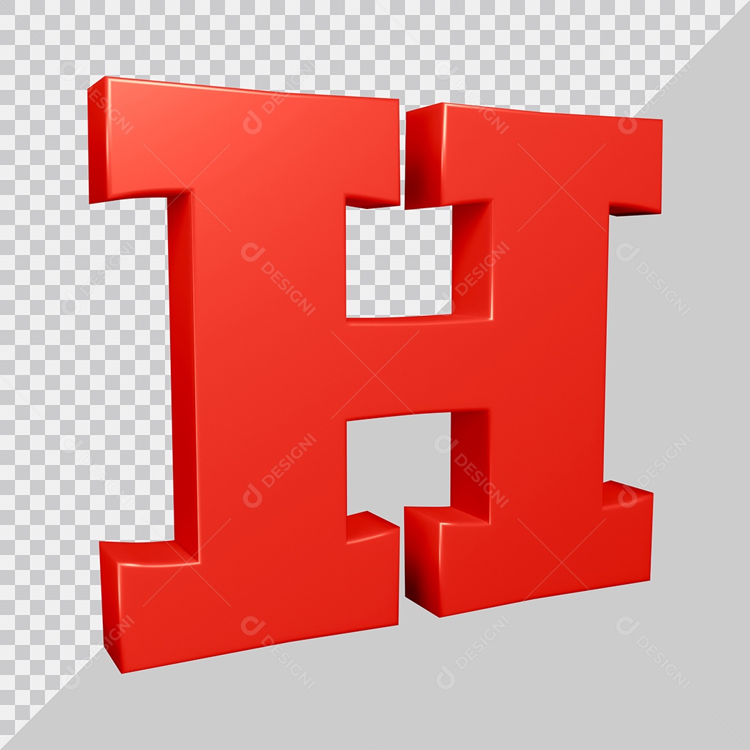 Elemento 3D Para Composição Letra H Vermelha PSD