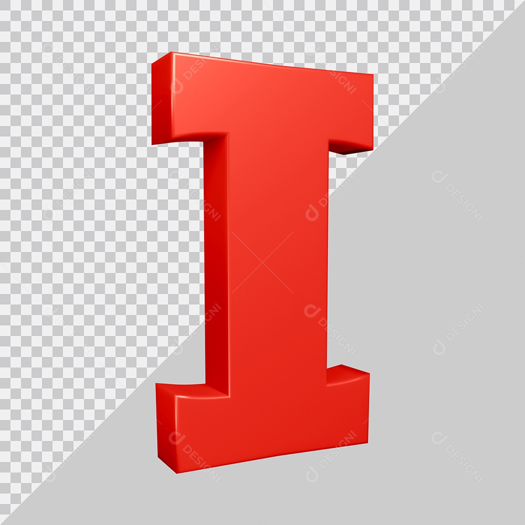 Elemento 3D Para Composição Letra I Vermelha PSD