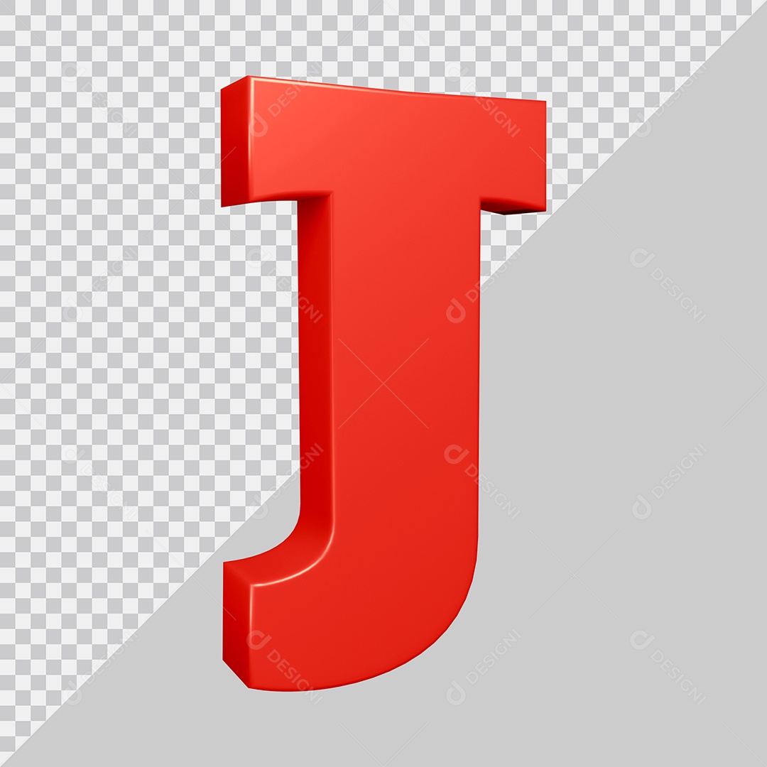 Elemento 3D Para Composição Letra J Vermelha PSD
