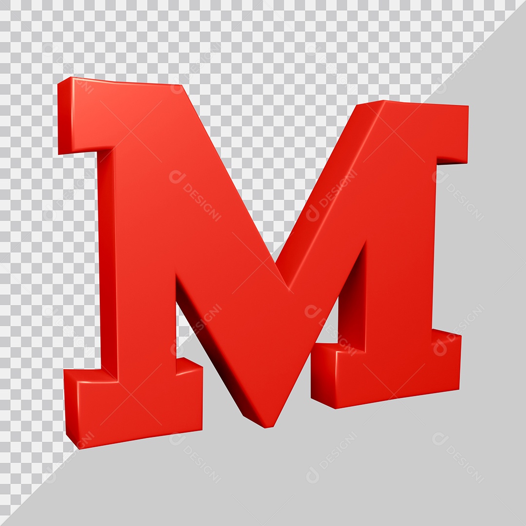 Elemento 3D Para Composição Letra M Vermelha PSD