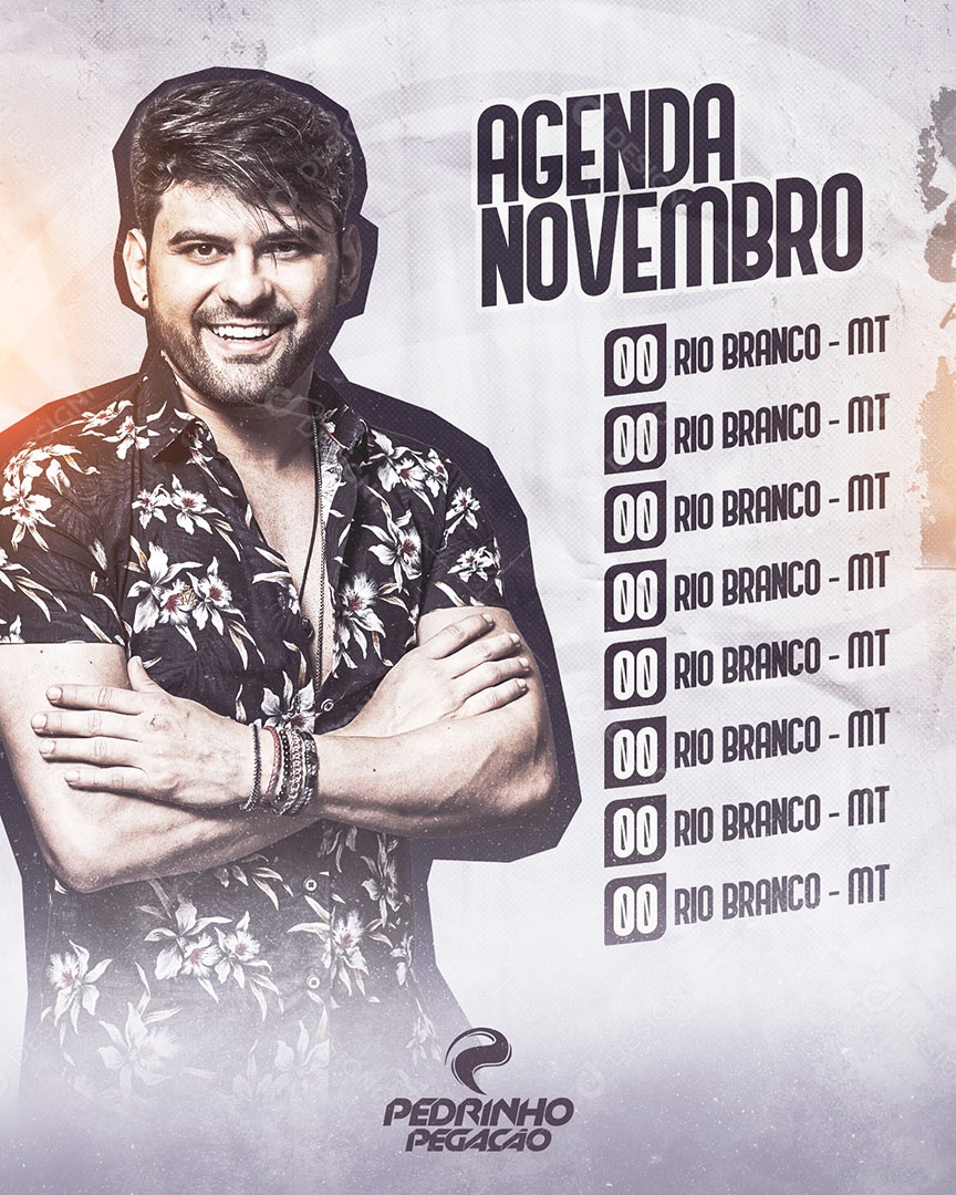 Flyer Agenda Novembro Pedrinho Pegação Social Media PSD Editável