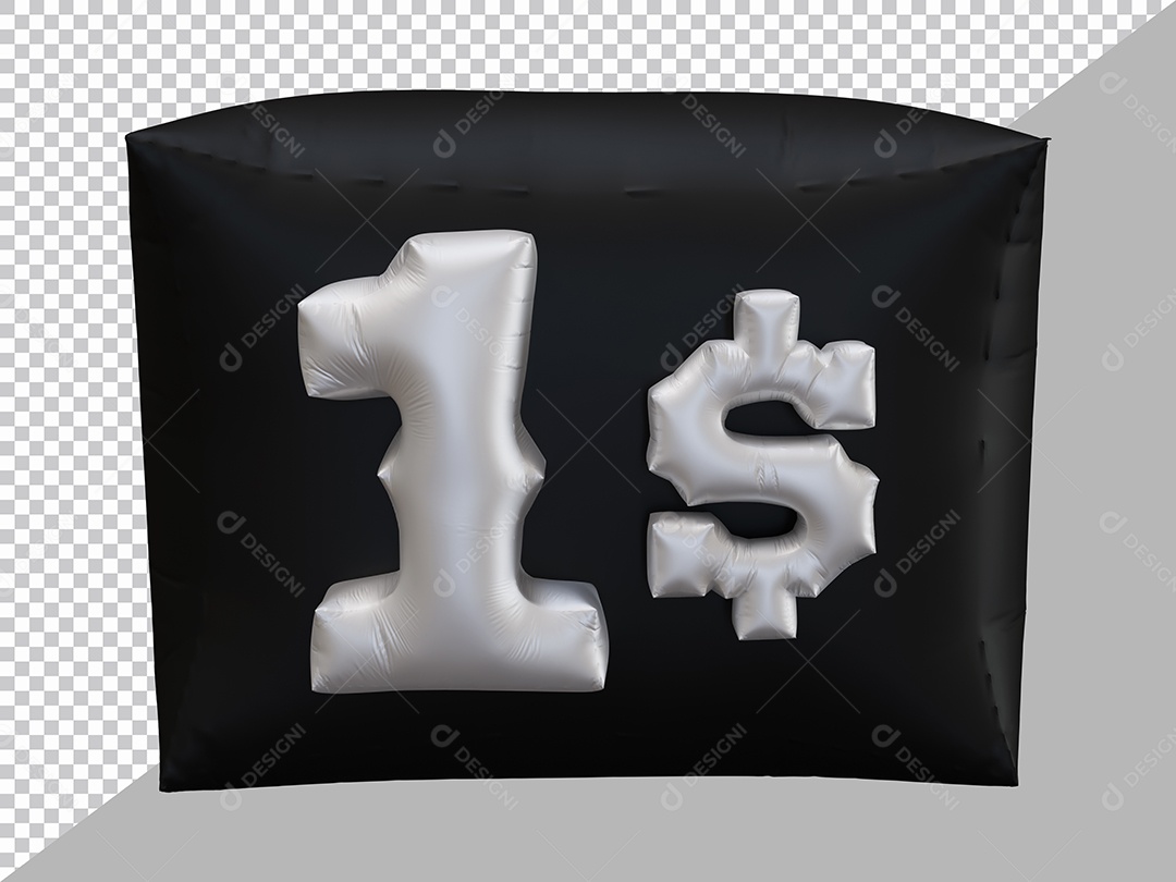 Elemento 3D Para Composição Número 1 $ Prata PSD