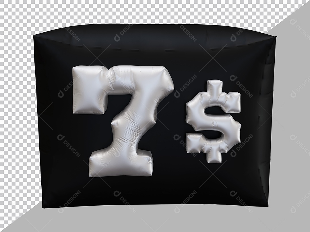 Elemento 3D Para Composição Número 7 $ Prata PSD