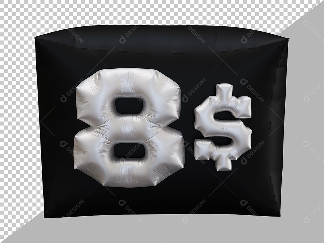 Elemento 3D Para Composição Número 8 $ Prata PSD