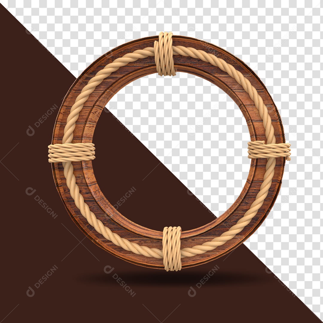 Circulo de Madeira Com Corda Elemento 3D PSD