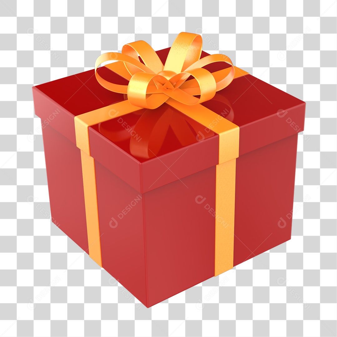 Caixa de Presente Vermelho Elemento 3D Conceito de Natal PNG Transparente