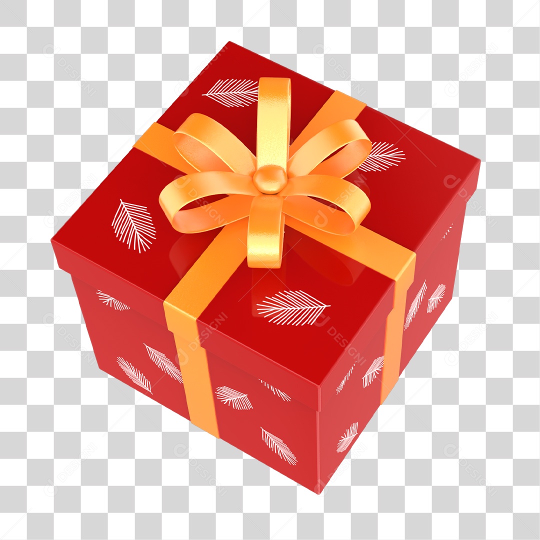 Caixa de Presente Vermelha Elemento 3D Conceito de Natal PNG Transparente