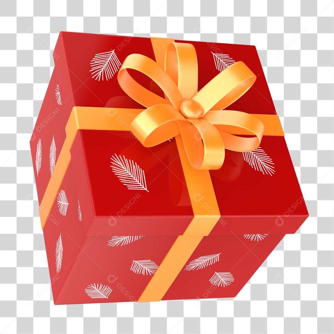 Caixa de Presente Vermelho Elemento 3D Conceito de Natal PNG Transparente