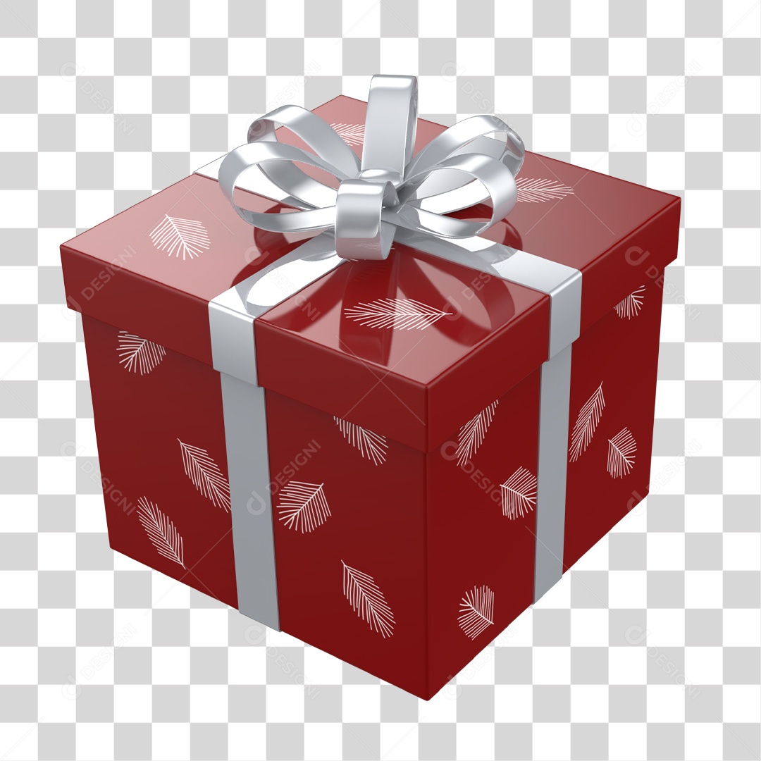 Caixa de Presente Vermelho Elemento 3D Conceito de Natal PNG Transparente