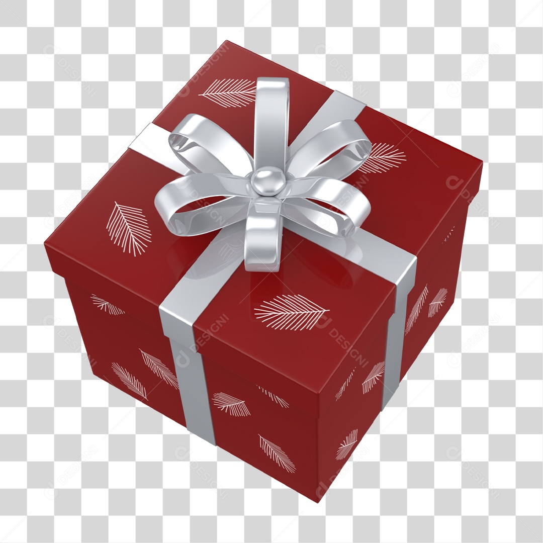 Caixa de Presente Vermelho Elemento 3D Conceito de Natal PNG Transparente