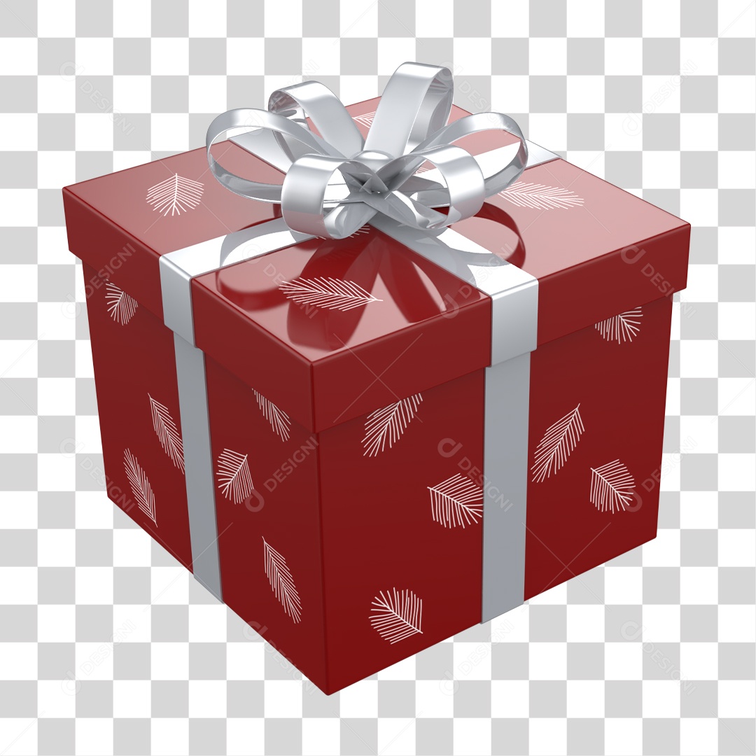 Caixa de Presente Vermelho Elemento 3D Conceito de Natal PNG Transparente
