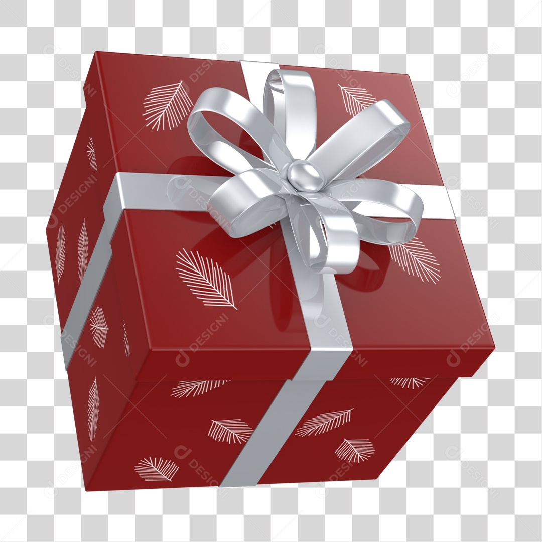 Caixa de Presente Vermelho Elemento 3D Conceito de Natal PNG Transparente