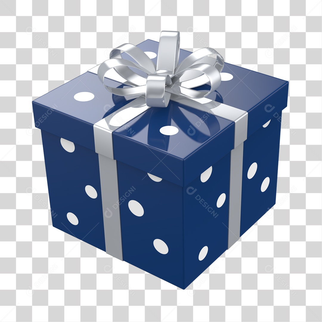 Caixa de Presente Azul Elemento 3D Conceito de Natal PNG Transparente