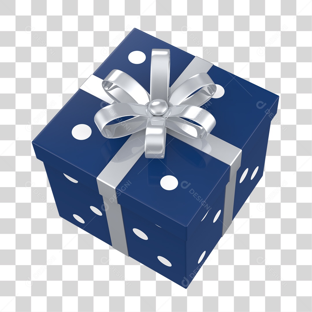 Caixa de Presente Azul Elemento 3D Conceito de Natal PNG Transparente