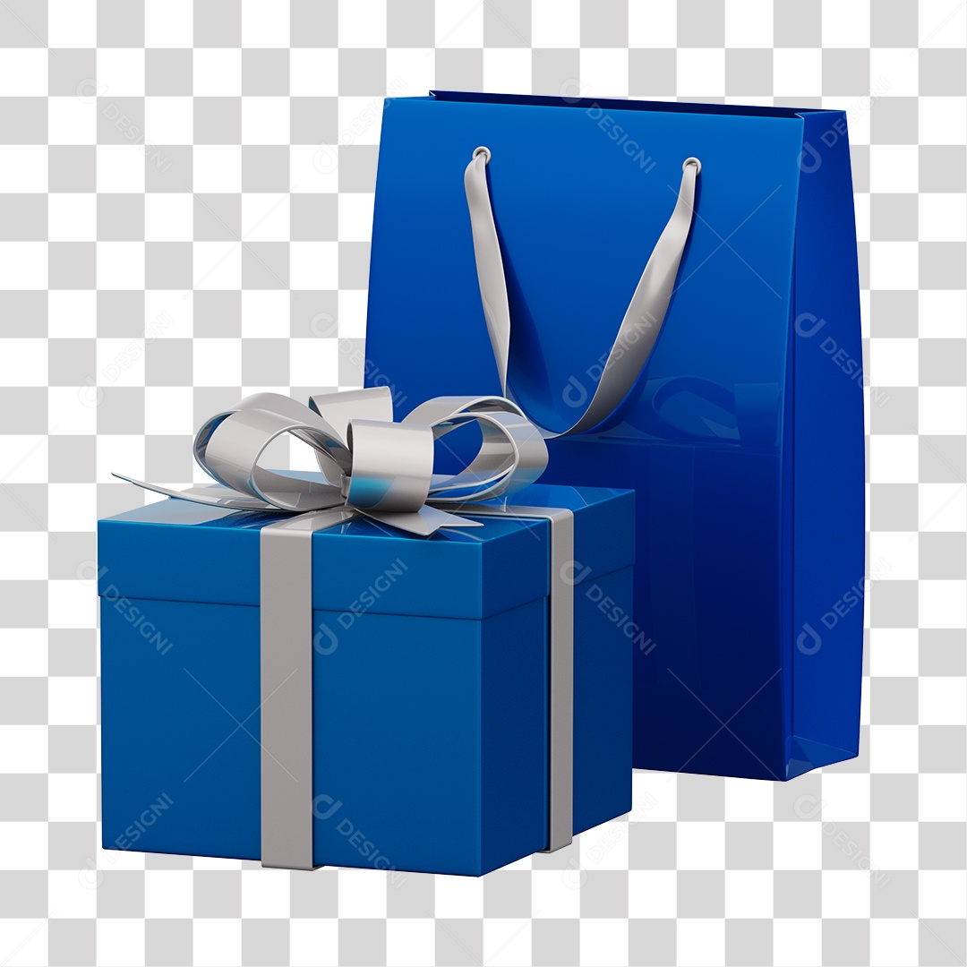 Sacolas de Presente Elemento 3D Conceito de Natal PNG