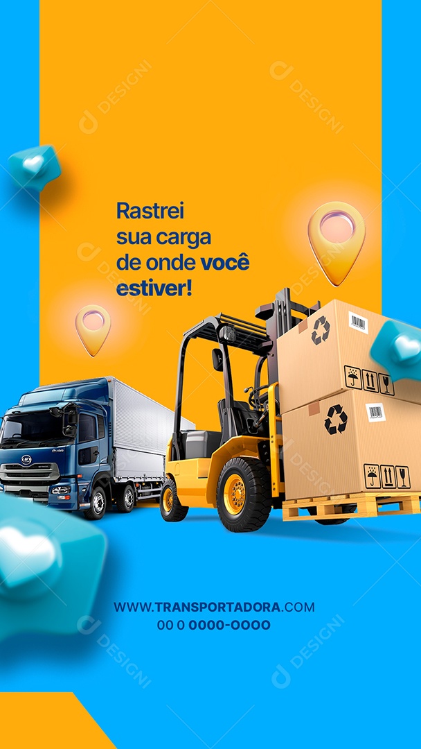 Story Rastrei Sua Carga de Onde Você Estiver Transportadora Social Media PSD Editável