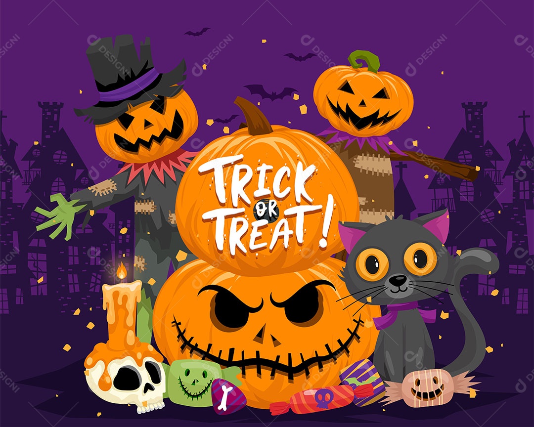 Feliz dia das bruxas doces ou travessuras Cartaz para convite