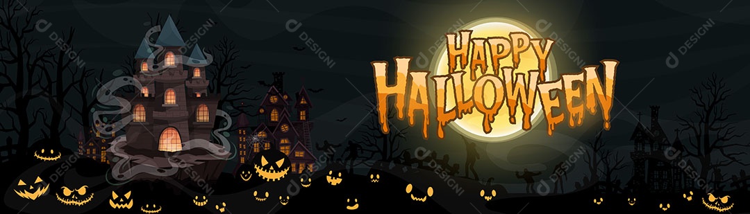 Banner Happy Halloween Card Halloween Vector EPS