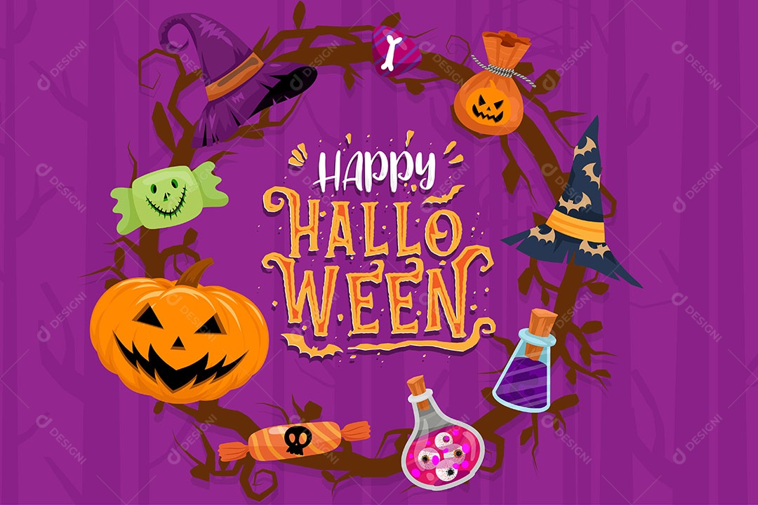 Cartão convide de Feliz Halloween dia das bruxas vetor EPS