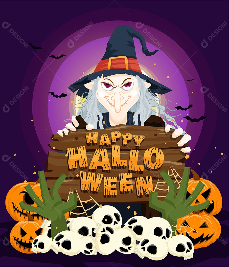 Feliz Halloween Cartão Dia Das Bruxas Vetor EPS